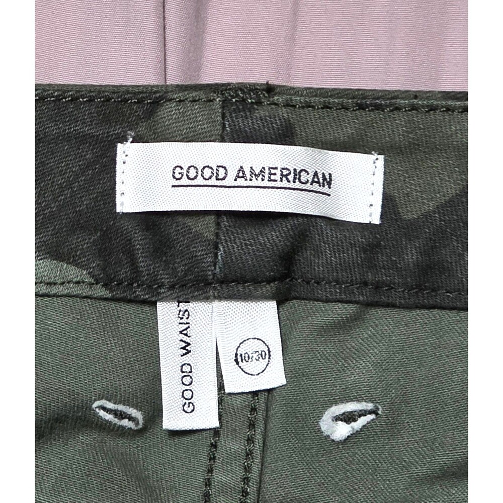 GOOD AMERICAN Women's Good Waist Green Camo Skinny Jeans Sz 10 30 Stretch - Picture 5 of 9